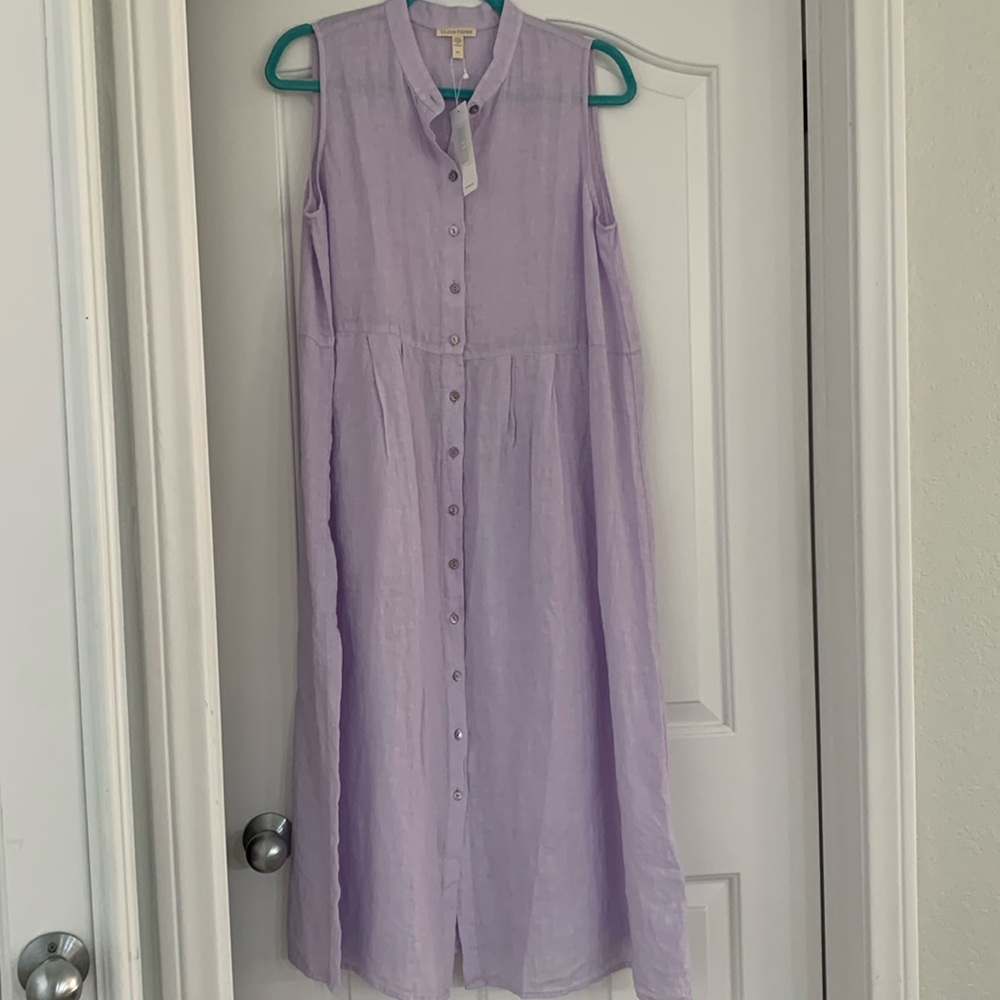 NWT Eileen Fisher 100% Organic Linen Dress in lavender M